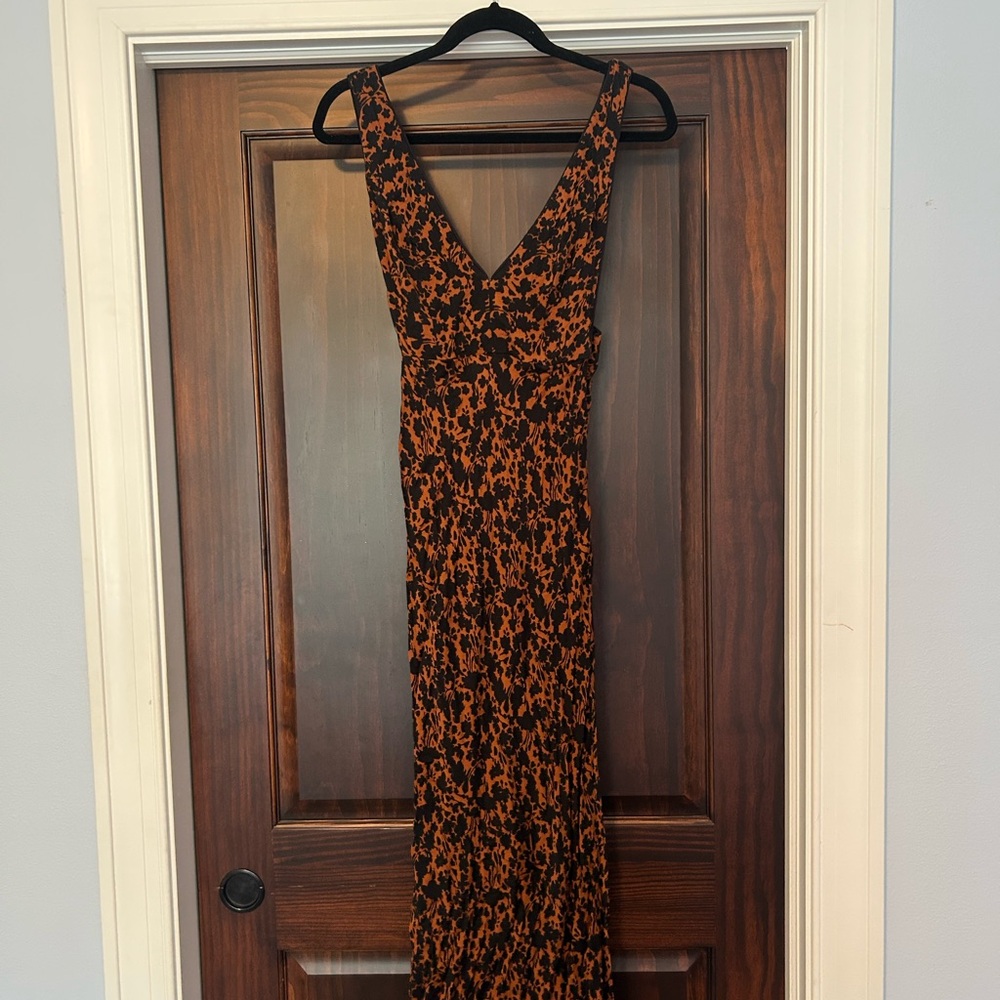 Free People Orangey/Brown and Black Midi Dress